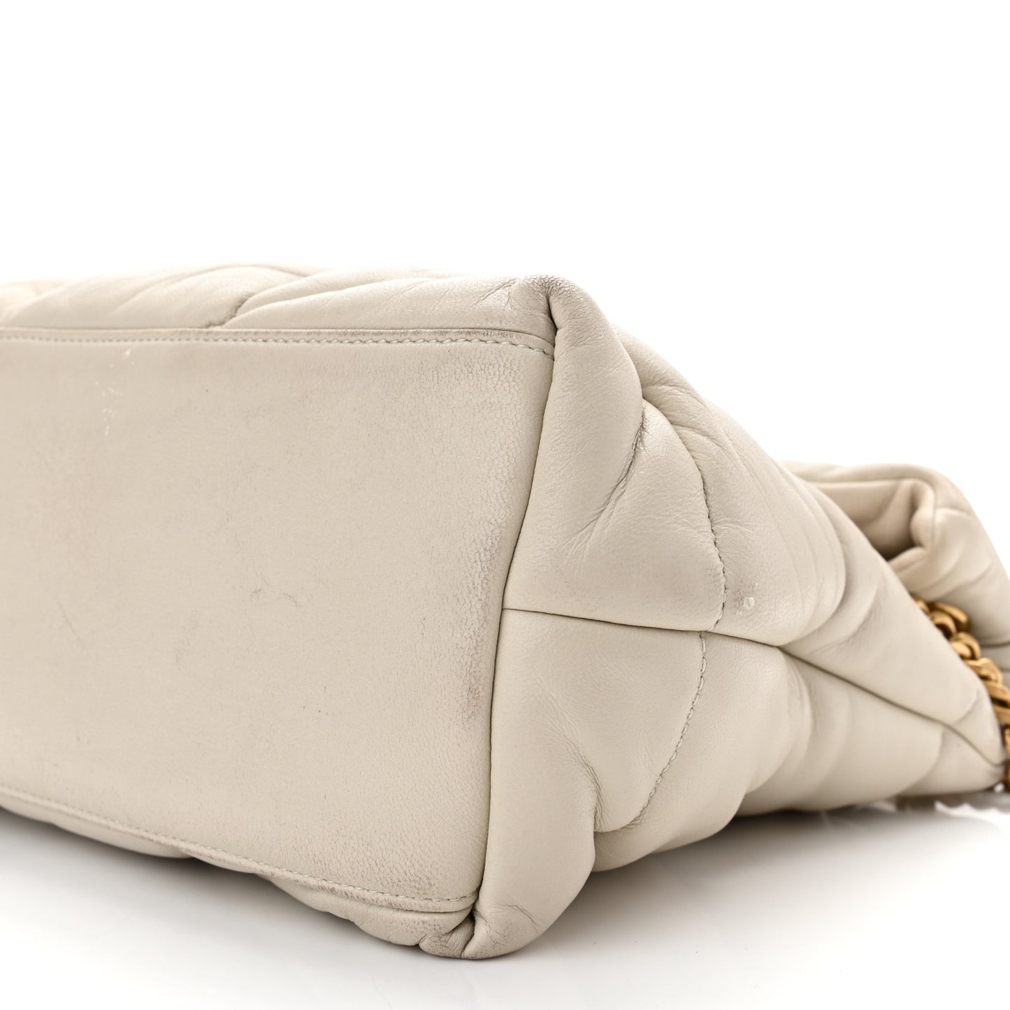 Lambskin Quilted Small Loulou Puffer Monogram Chain Satchel Blanc Vintage