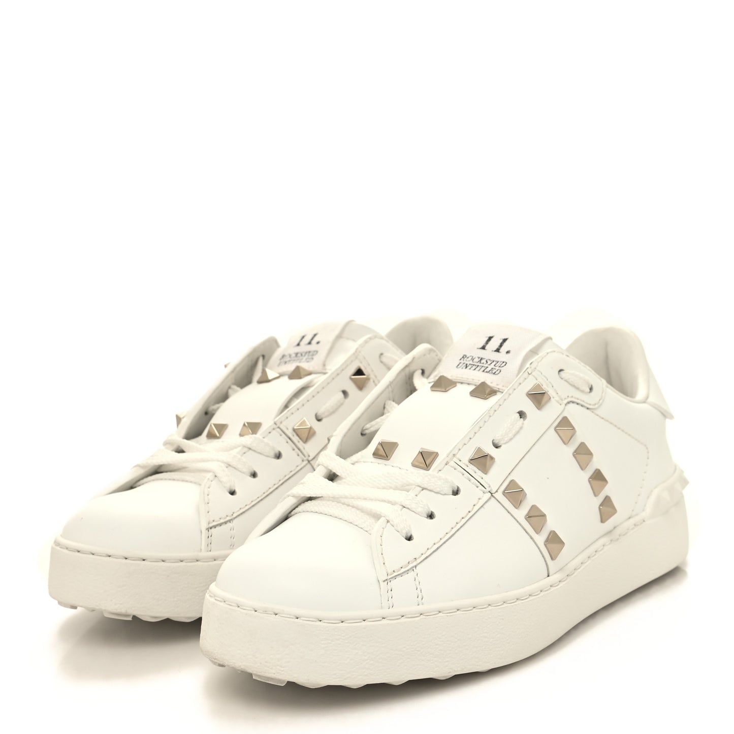 Calfskin Rockstud Untitled Open Sneakers 37.5 White