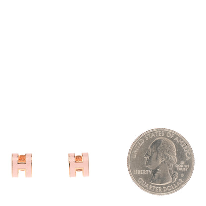 Hermes Rose Gold Lacquered Mini Pop H Earrings Rose Dragee 2 of 7