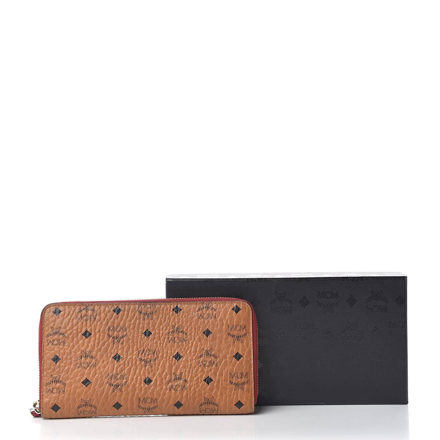 MCM Visetos Large Zip Around Wallet Cognac Red 17 of 17