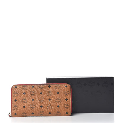 MCM Visetos Large Zip Around Wallet Cognac Red 17 of 17