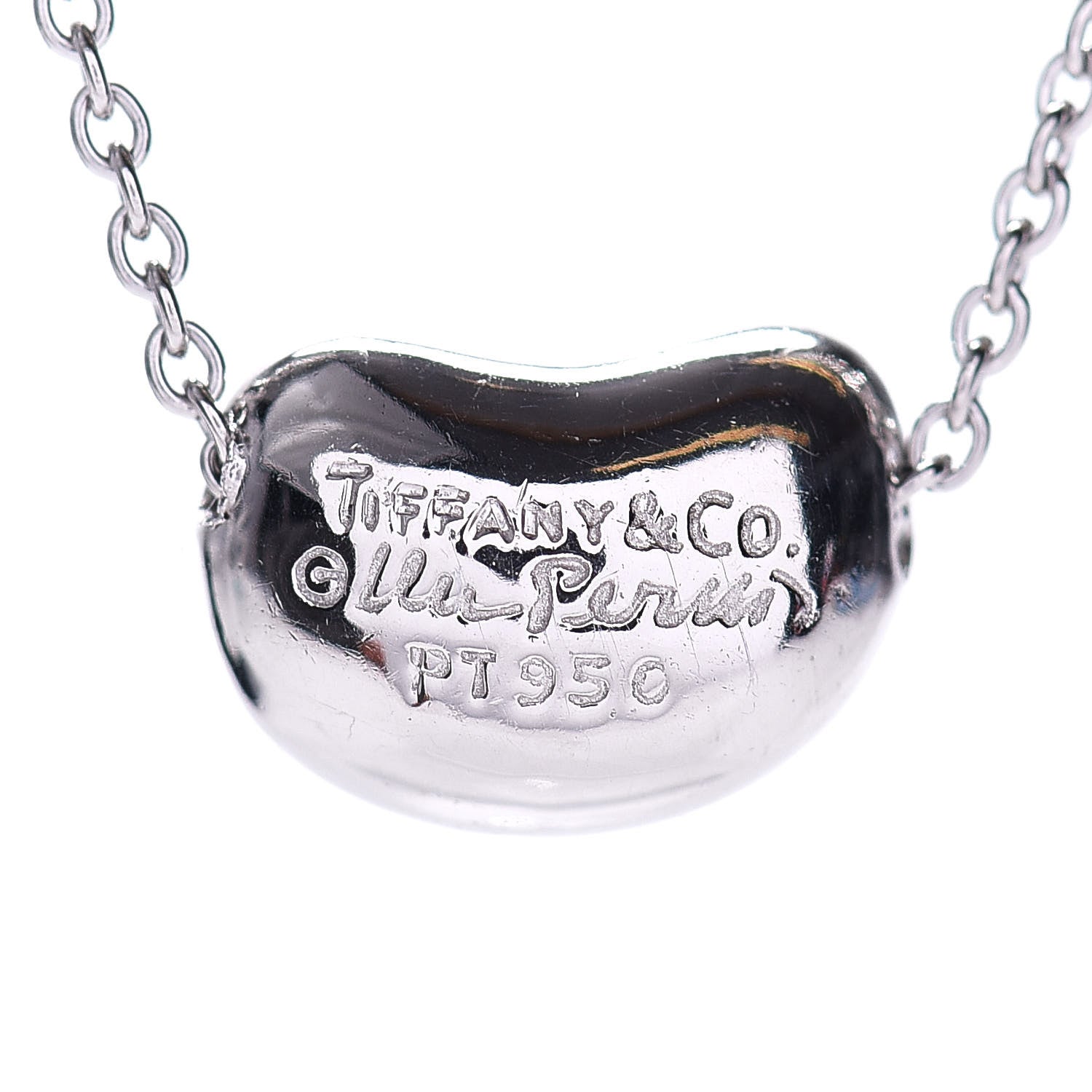 Tiffany Platinum Diamond Elsa Peretti Bean Pendant Necklace 5 of 6
