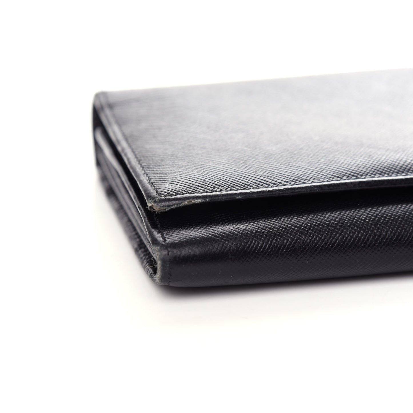 Saffiano Triangle Continental Flap Wallet Black