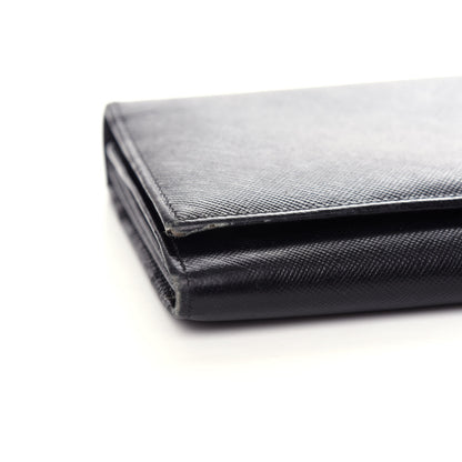 Prada Saffiano Triangle Continental Flap Wallet Black 10 of 10