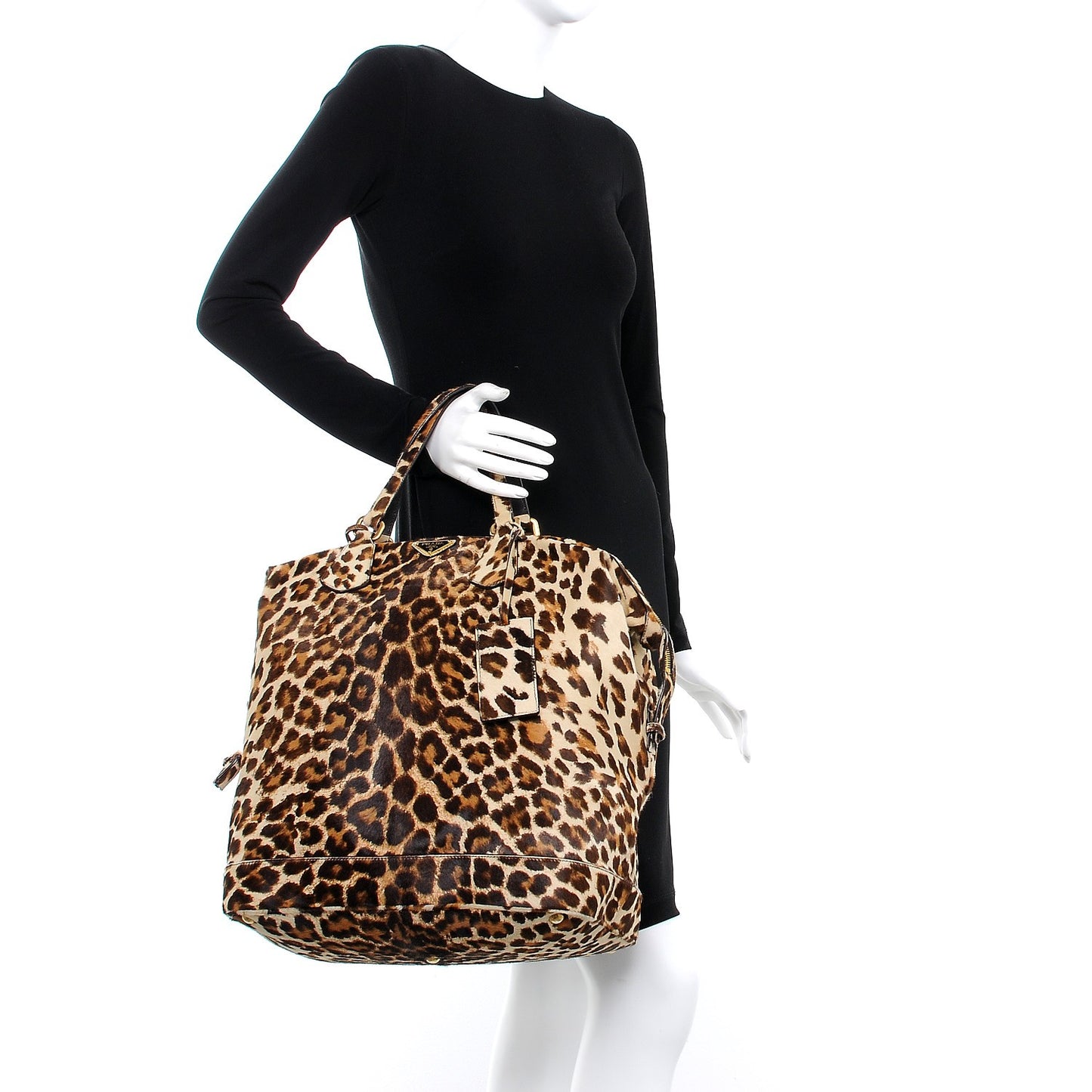 Calf Hair Leopard Print Travel Tote