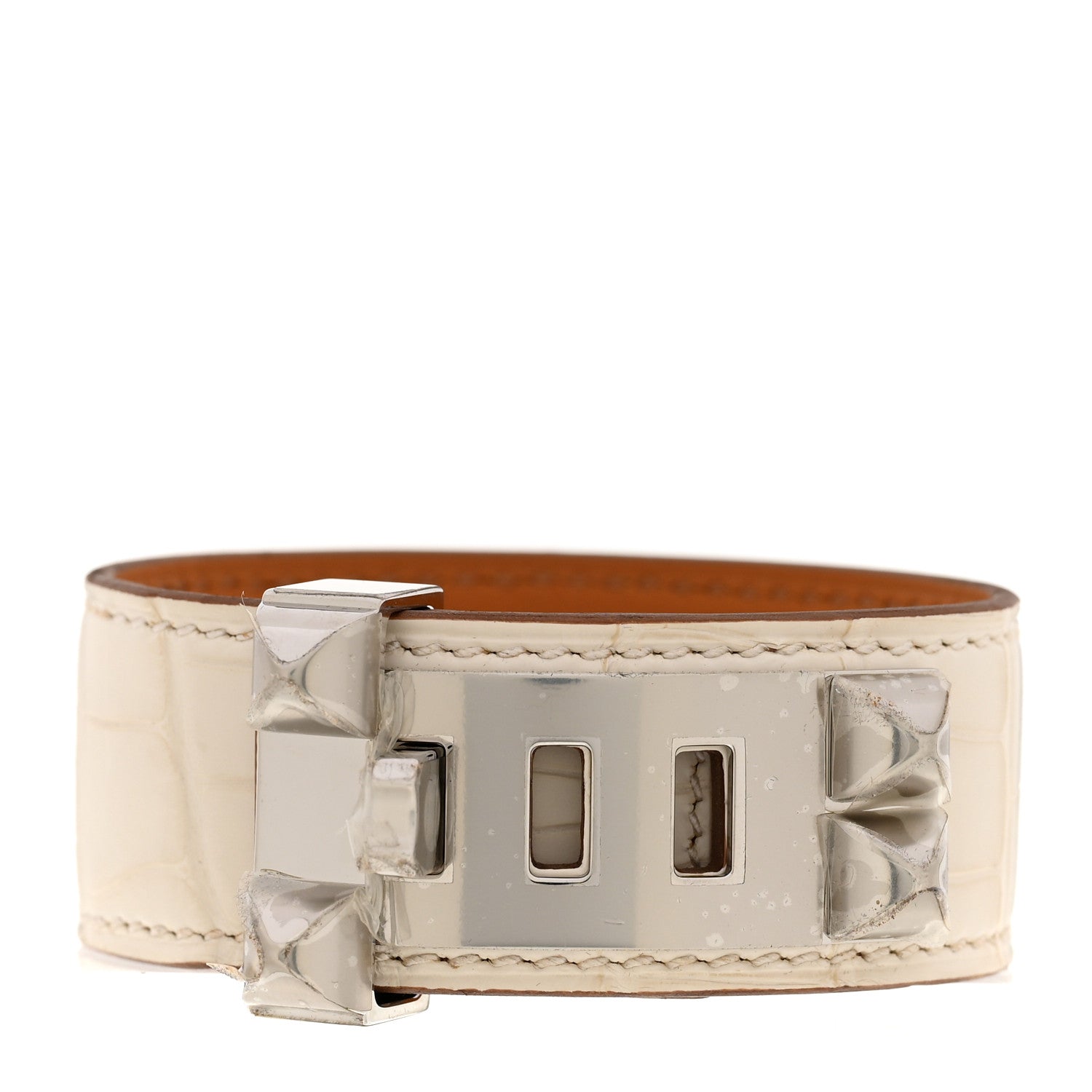 Hermes Matte Alligator Collier de Chien CDC 24 Bracelet T2 Nata 1 of 5