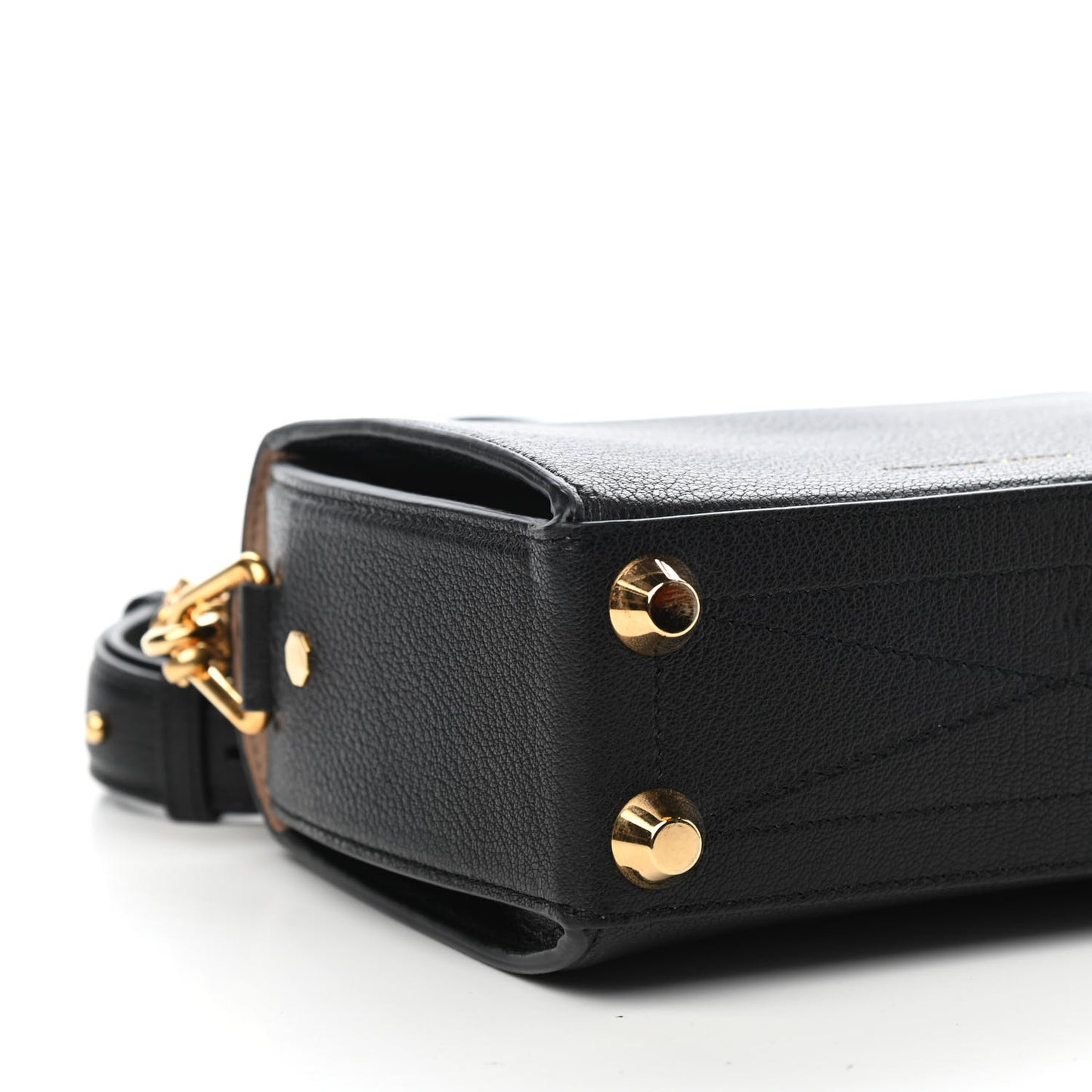 Fine Grain Goatskin Box Shoulder Bag 19 Black