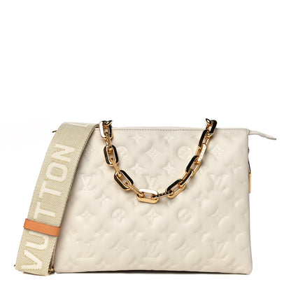 Louis Vuitton Lambskin Embossed Monogram Coussin PM Beige Cream 1 of 17