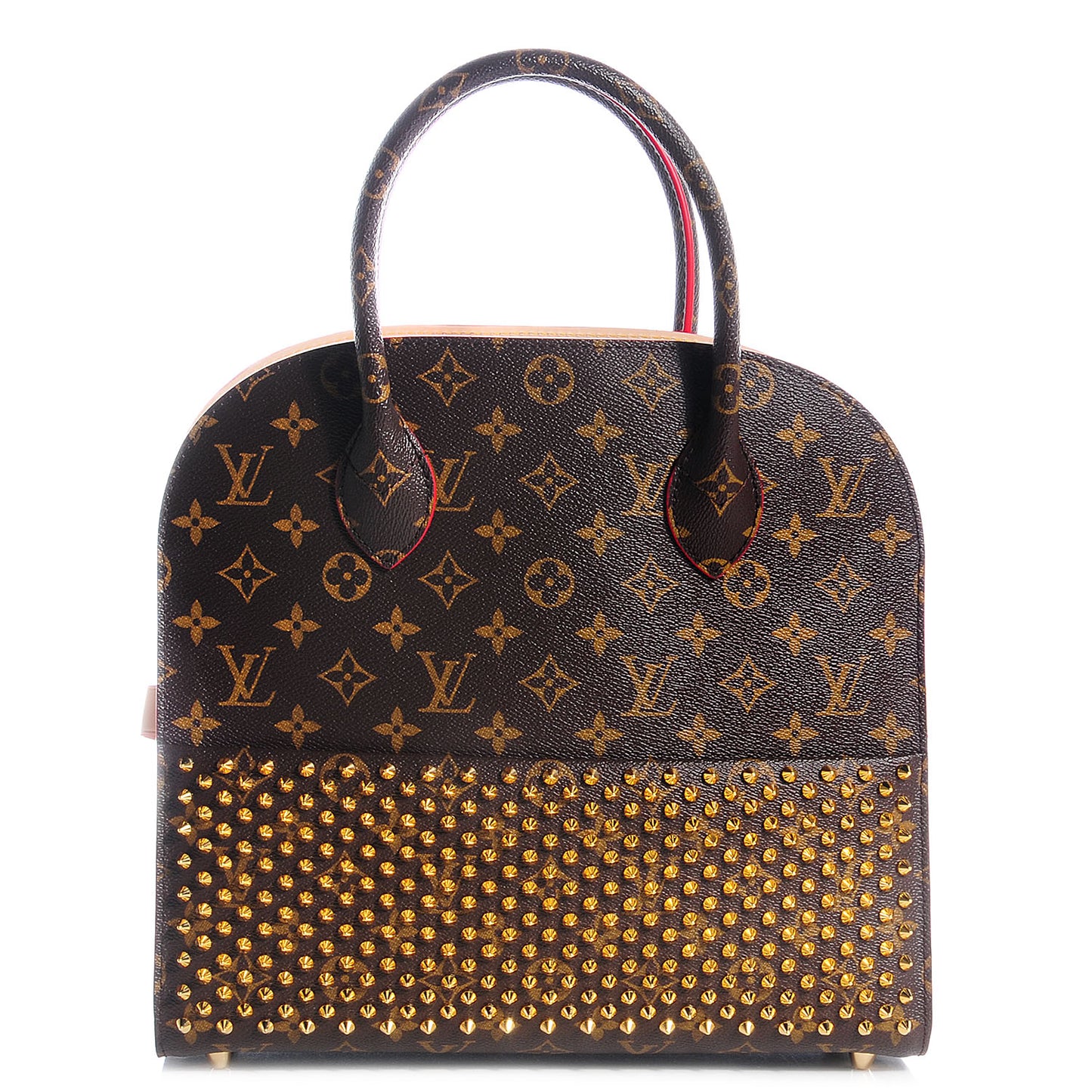 Monogram Calf Hair Spikes Iconoclasts Christian Louboutin Tote Red