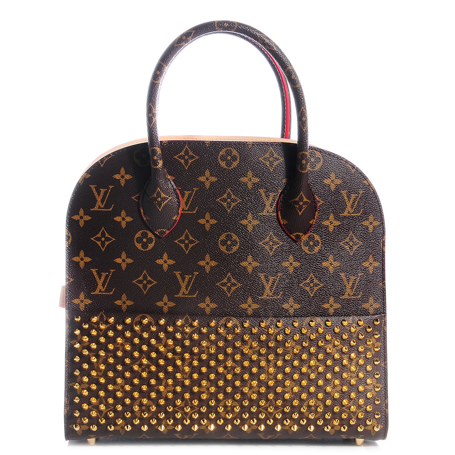 Louis Vuitton Monogram Calf Hair Spikes Iconoclasts Christian Louboutin Tote Red 1 of 8