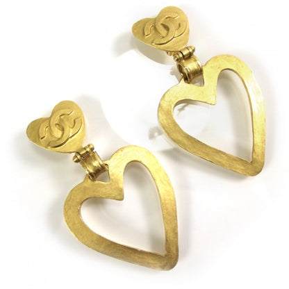 Chanel Heart Clip On Earrings Gold 1 of 5