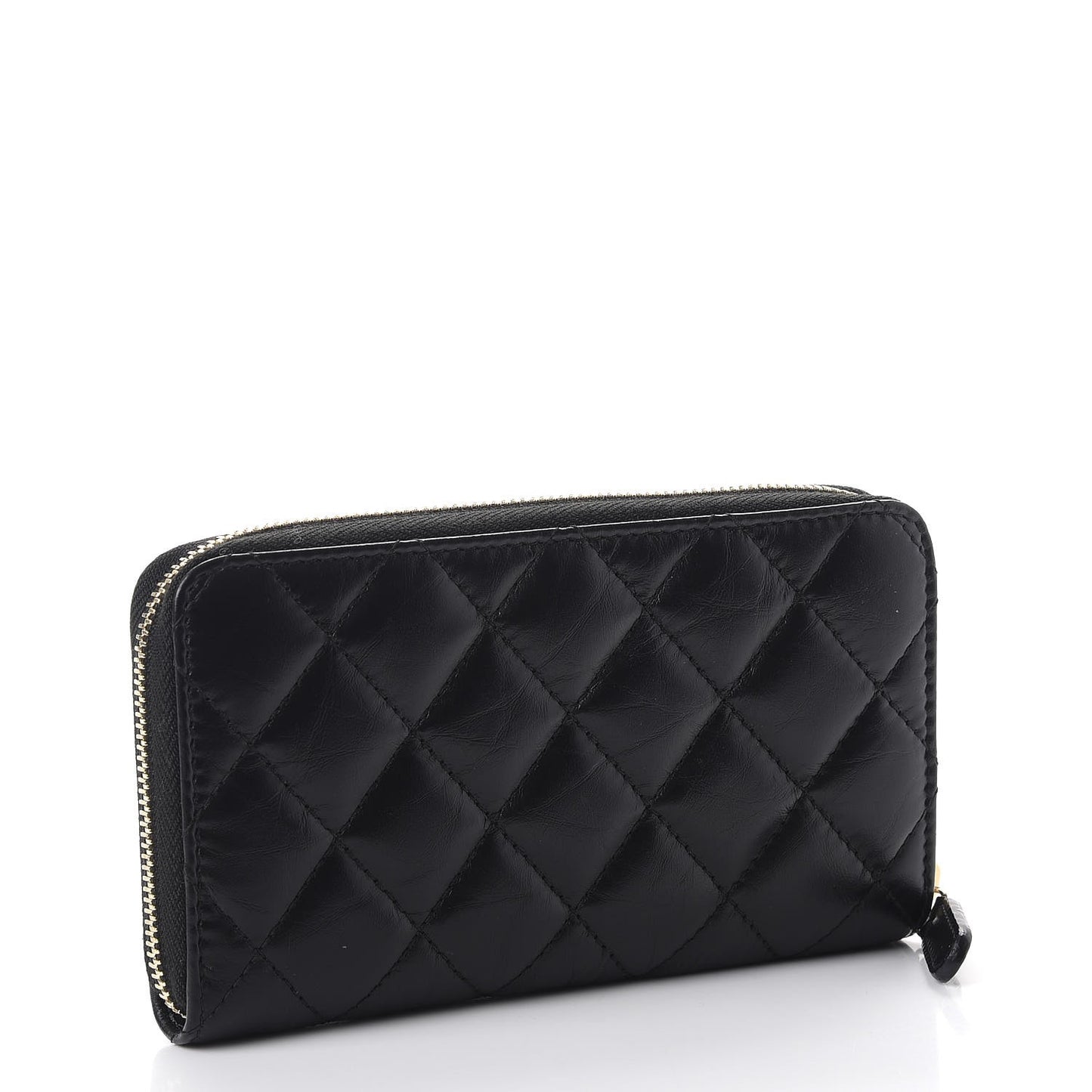 Aged Calfskin Quilted Small Lucky Charms 2.55 Reissue Zip Around Wallet Black