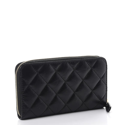 Chanel Aged Calfskin Quilted Small Lucky Charms 2.55 Reissue Zip Around Wallet Black 3 of 8