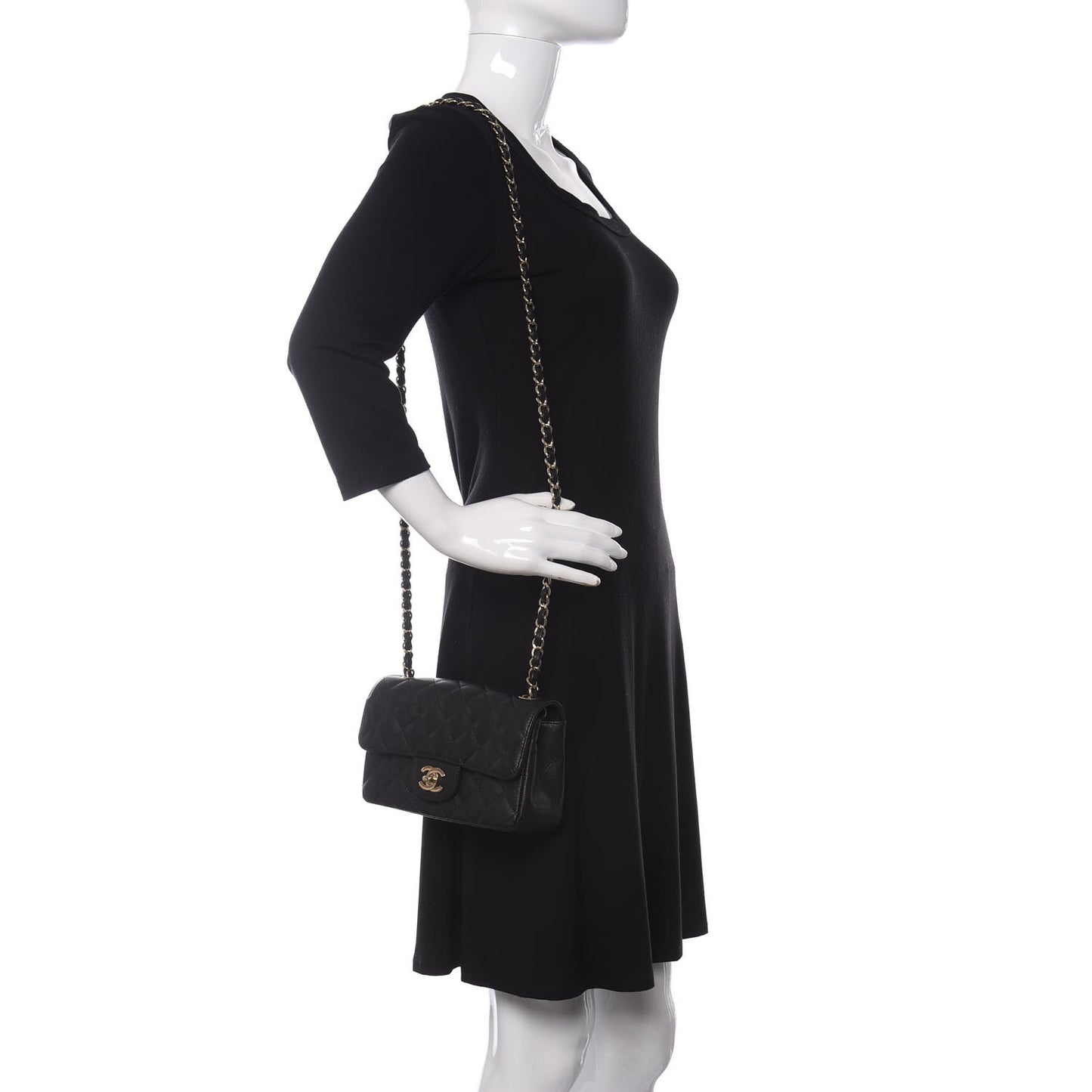 Caviar Quilted Mini Rectangular Flap Black