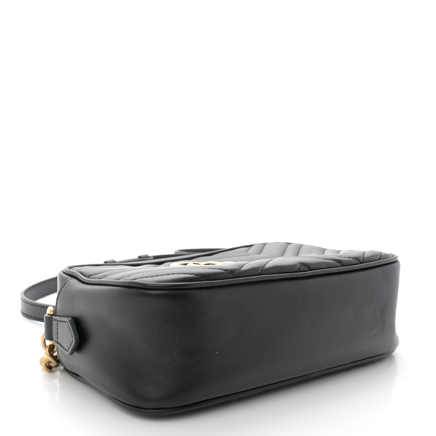 Gucci Calfskin Matelasse Small GG Marmont Chain Shoulder Bag Black 4 of 11