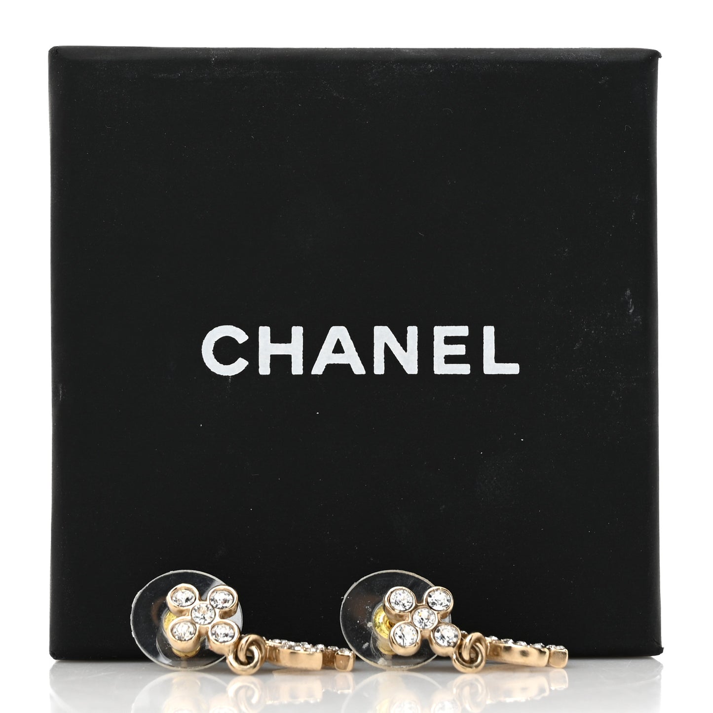 Crystal CC Cross Drop Earrings Gold