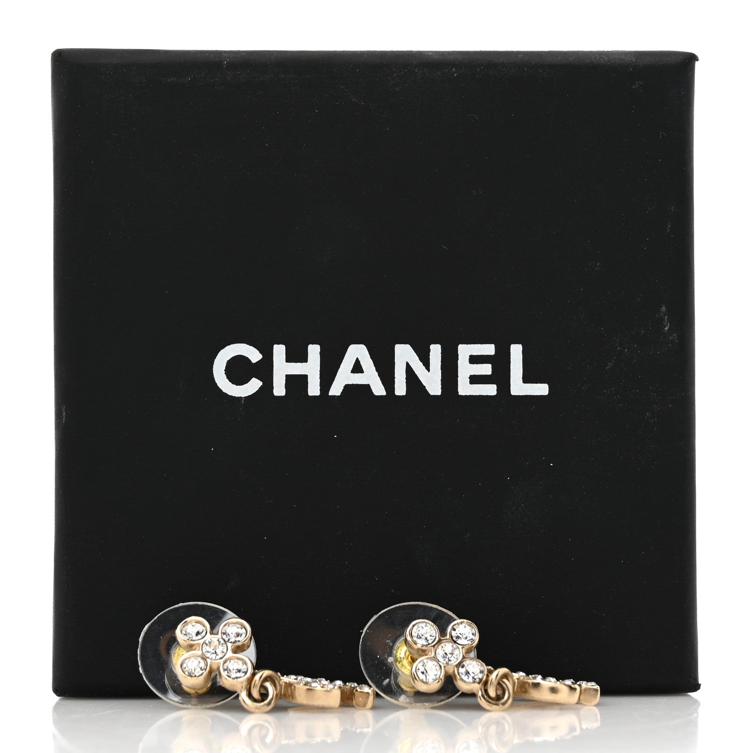 Chanel Crystal CC Cross Drop Earrings Gold 5 of 5