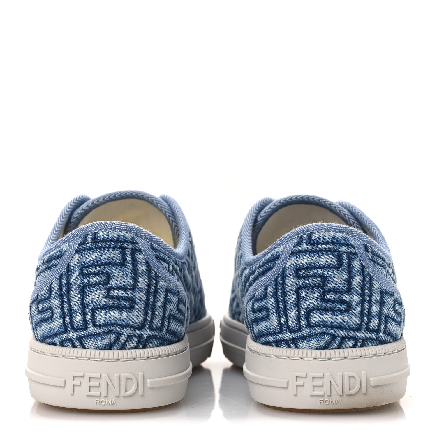 Fendi Denim Jacquard FF Matelasse Womens Domino Low Top Sneakers 38 Blue Navy 6 of 12