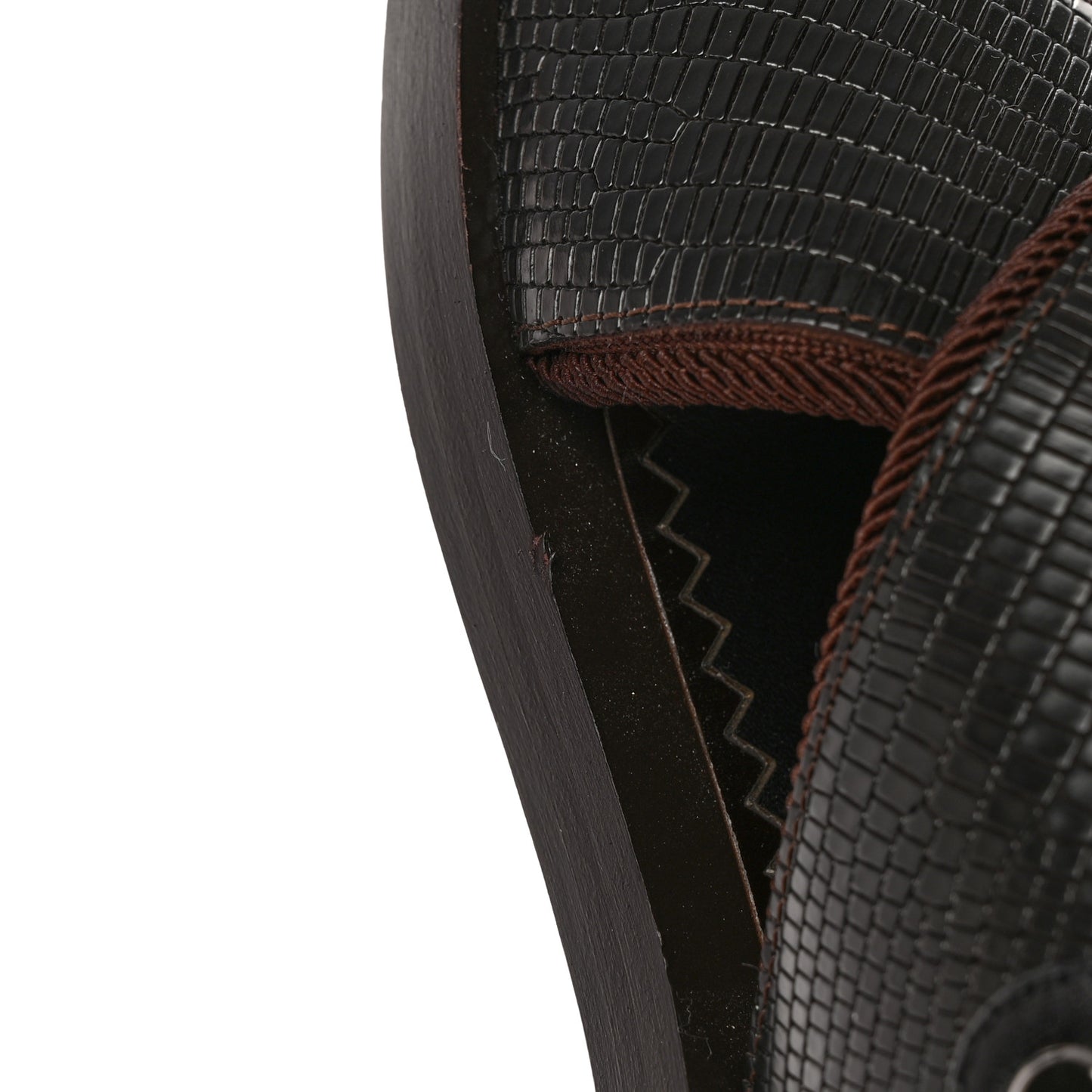 Calfskin Iguana Embossed Elba Flat Sandals 39 Testa Di Moro Black