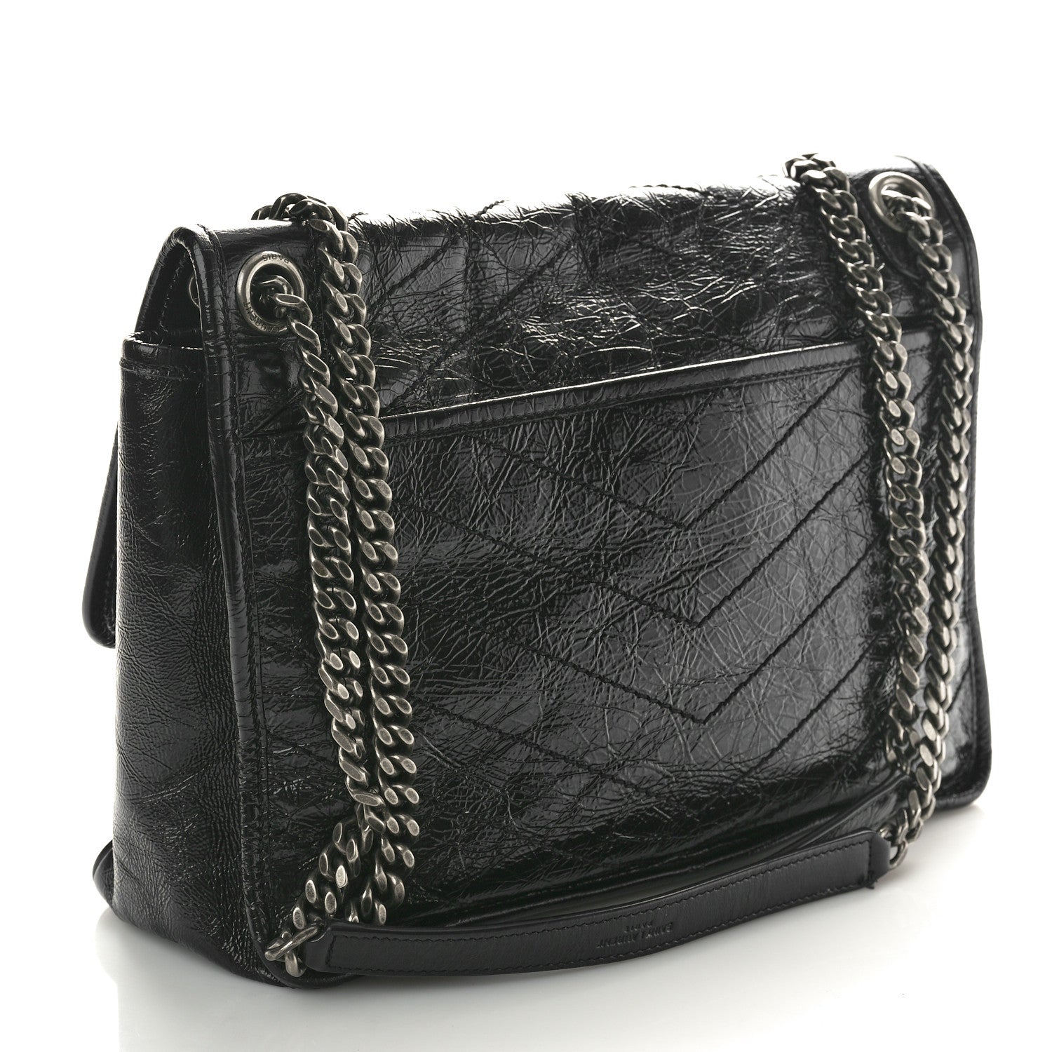 Saint Laurent Crinkled Calfskin Matelasse Monogram Medium Niki Chain Satchel Black 3 of 11