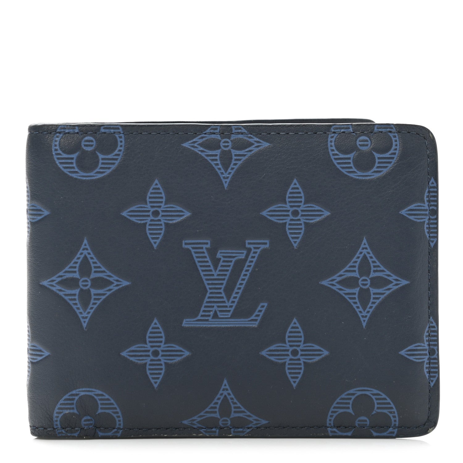 Louis Vuitton Calfskin Monogram Shadow Multiple Wallet Navy 1 of 6