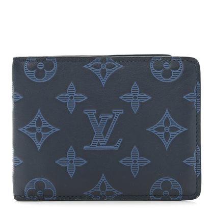 Louis Vuitton Calfskin Monogram Shadow Multiple Wallet Navy 1 of 6