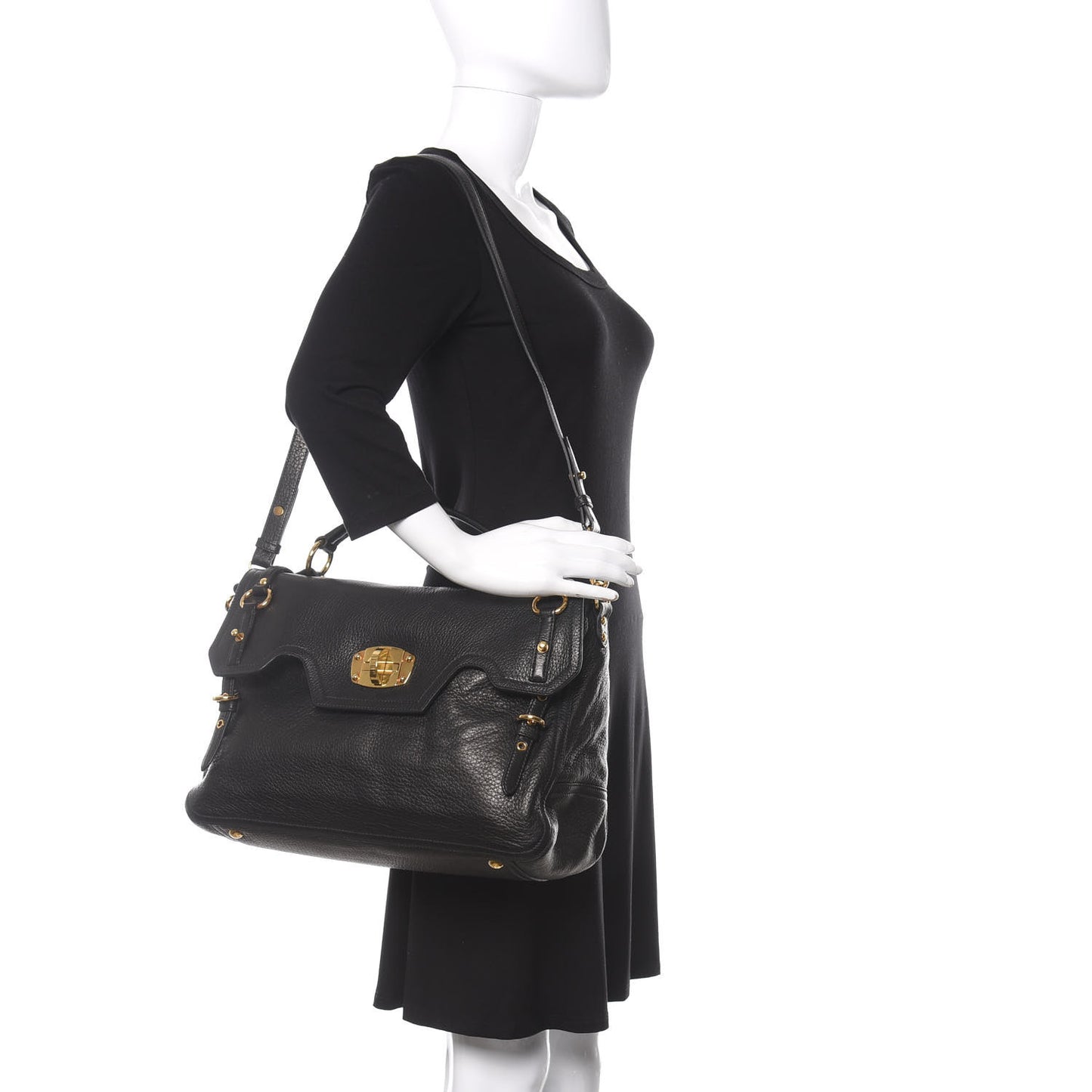 Cervo East-West Flap Satchel Black