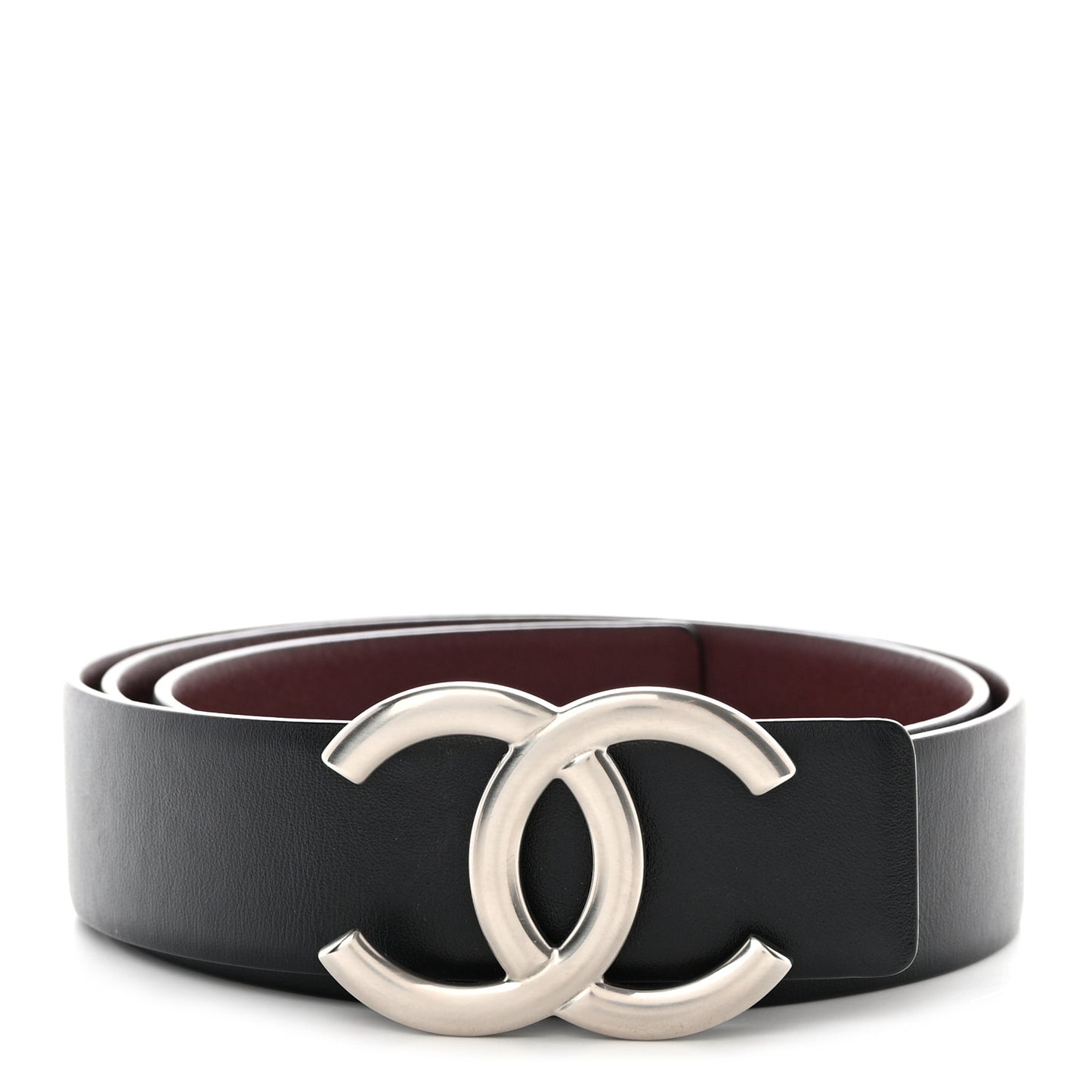 Calfskin CC Reversible Belt 80 32 Black Burgundy