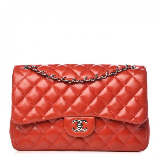 Chanel Lambskin Quilted Jumbo Double Flap Red 1 of 15