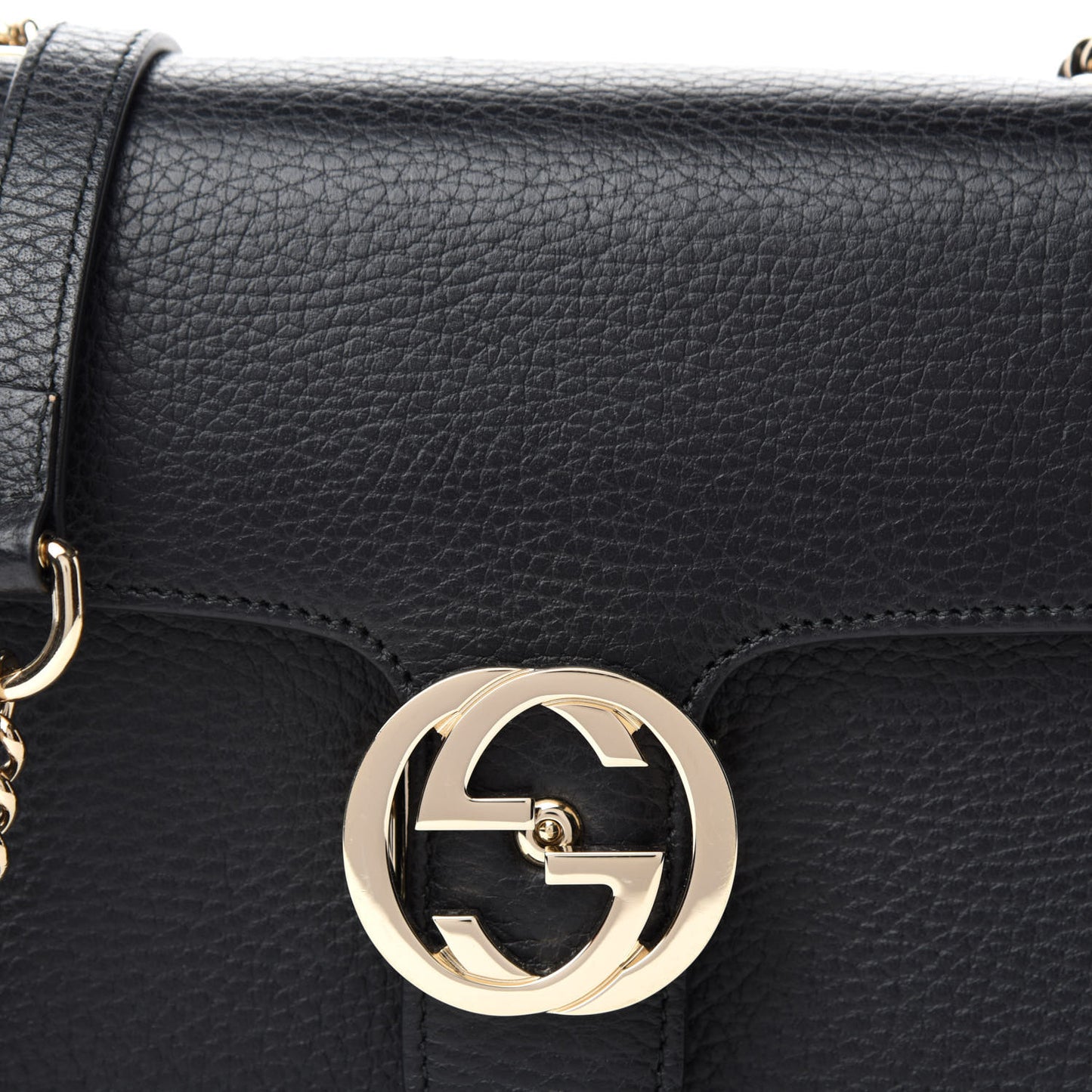 Dollar Calfskin Small Interlocking G Shoulder Bag Black