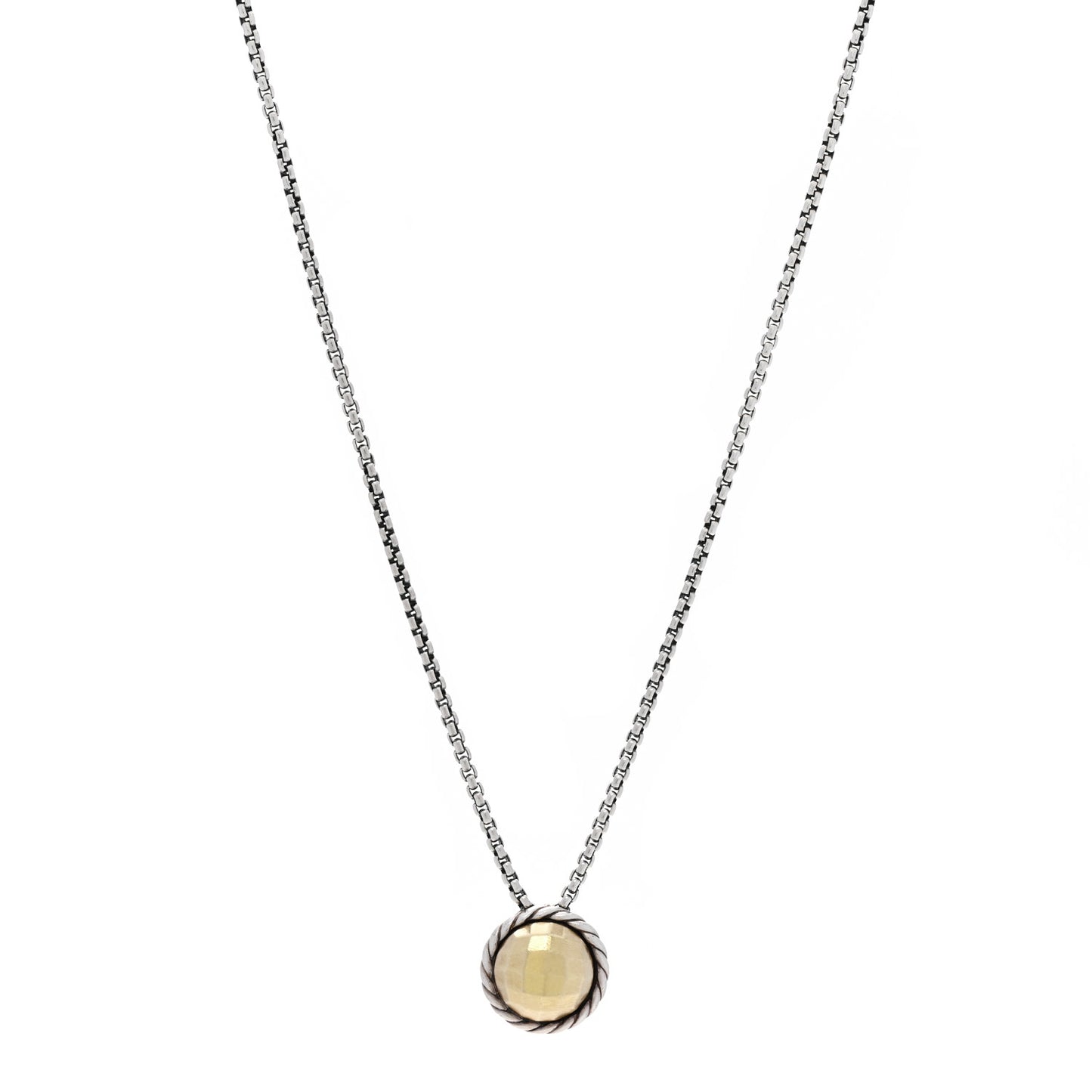 Sterling Silver 18K Yellow Gold 8mm Petite Chatelaine Pendant Necklace