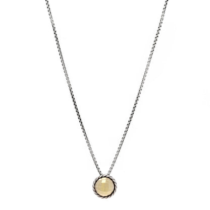 David Yurman Sterling Silver 18K Yellow Gold 8mm Petite Chatelaine Pendant Necklace 1 of 5