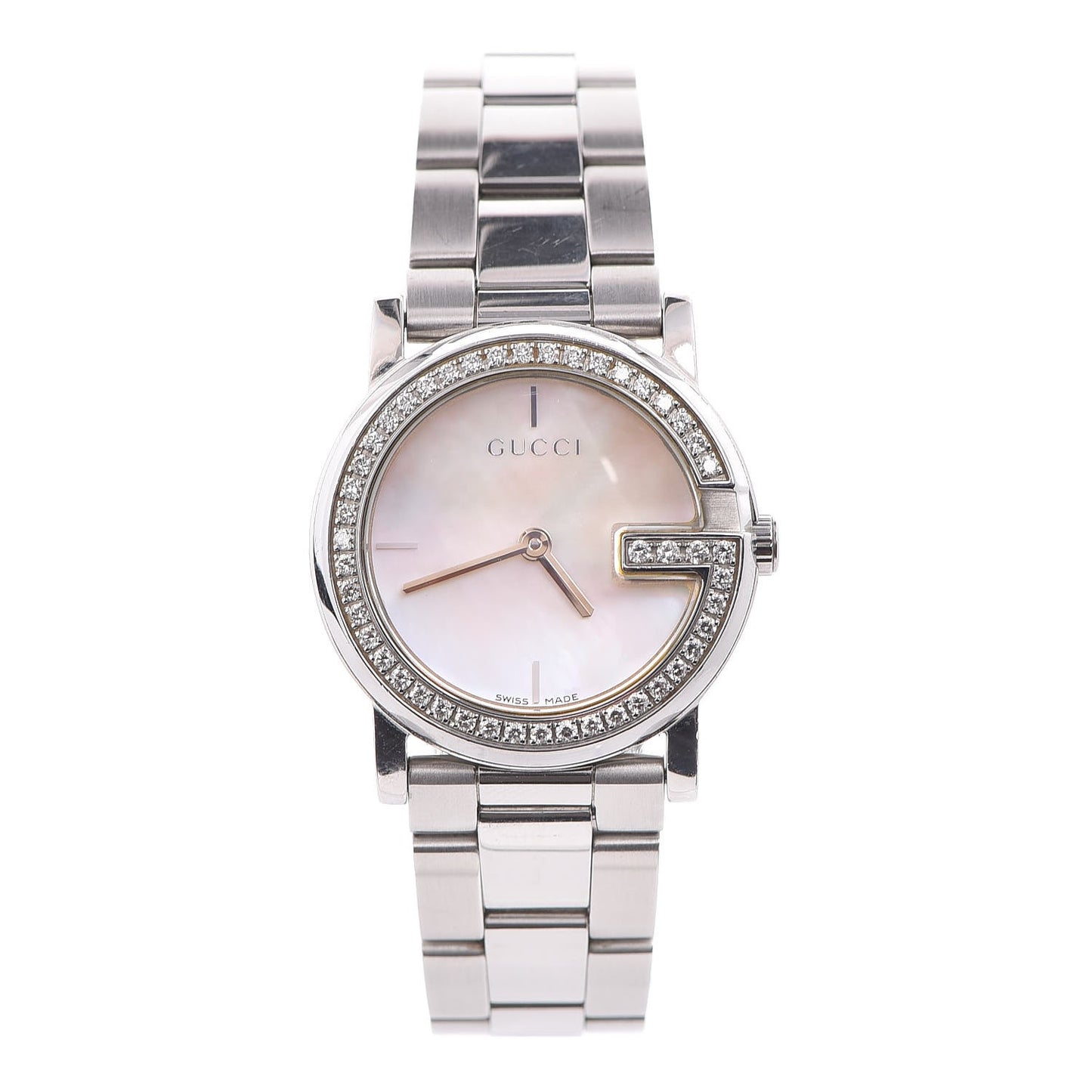 Stainless Steel Diamond Bezel Mother of Pearl 27mm 101L Quartz Watch