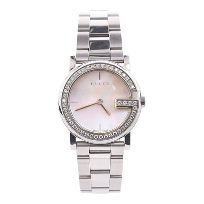 Gucci Stainless Steel Diamond Bezel Mother of Pearl 27mm 101L Quartz Watch 1 of 8