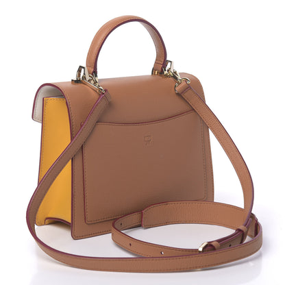 MCM Visetos Small Patricia Satchel Cognac White 3 of 10