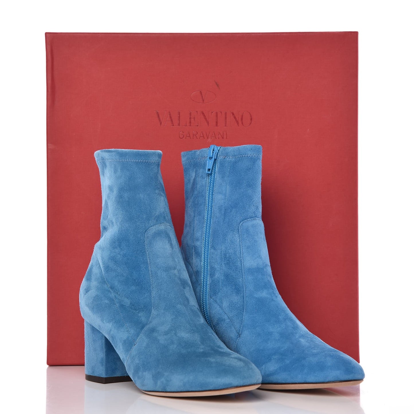 Suede Stretch 60mm Ankle Boots 36 Light Blue