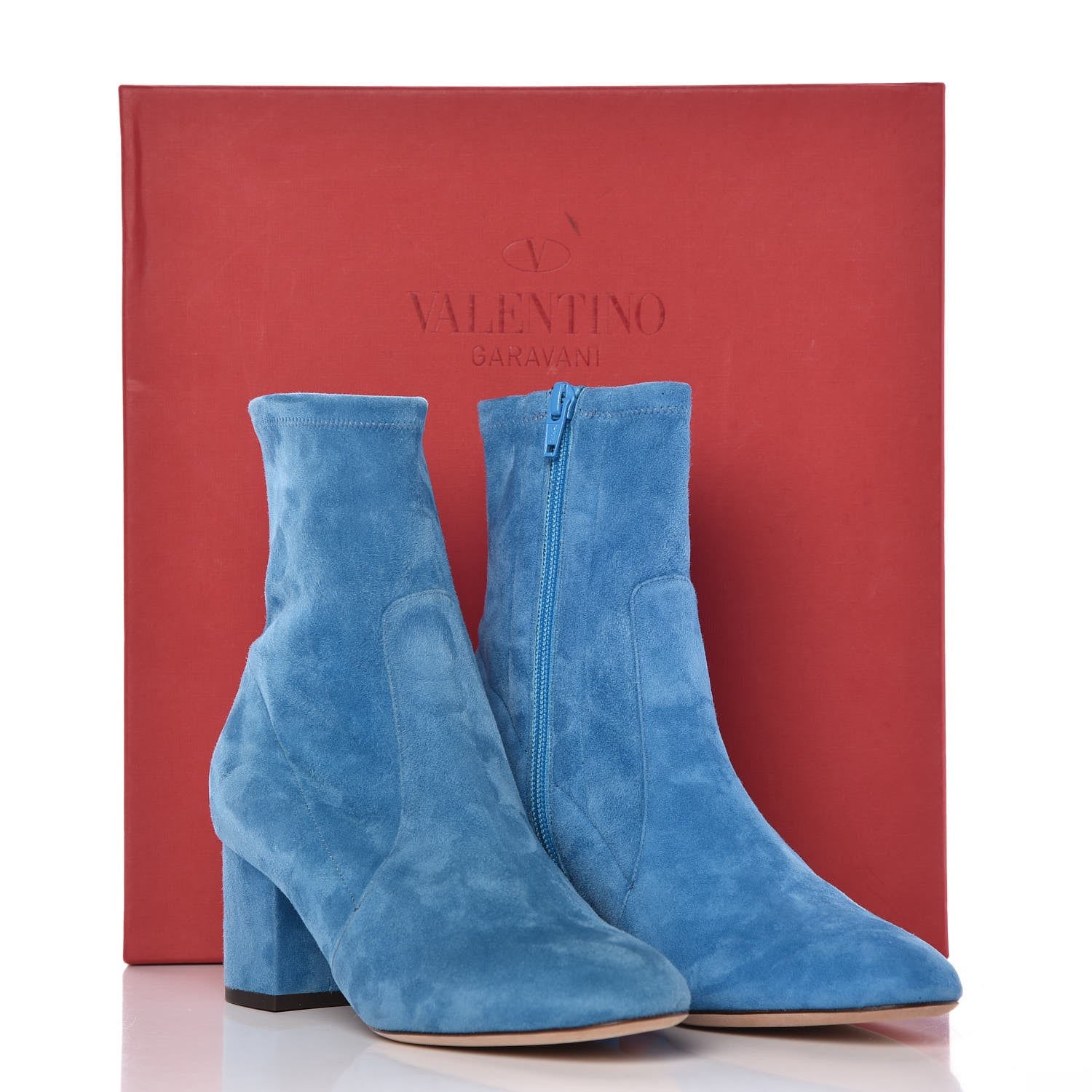 Valentino Garavani Suede Stretch 60mm Ankle Boots 36 Light Blue 9 of 9