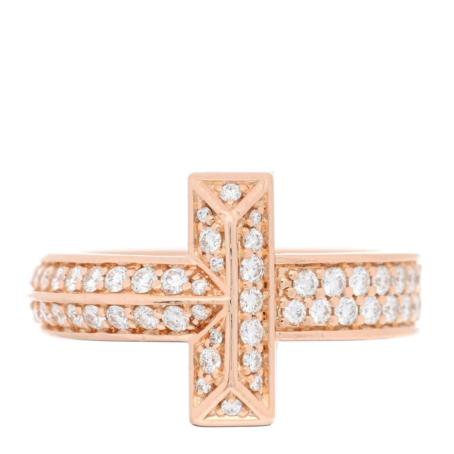 18K Rose Gold Diamond Wide T T1 Ring 52 6