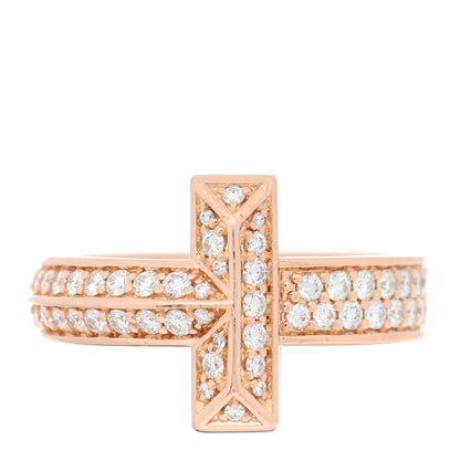 Tiffany 18K Rose Gold Diamond Wide T T1 Ring 52 6 1 of 5