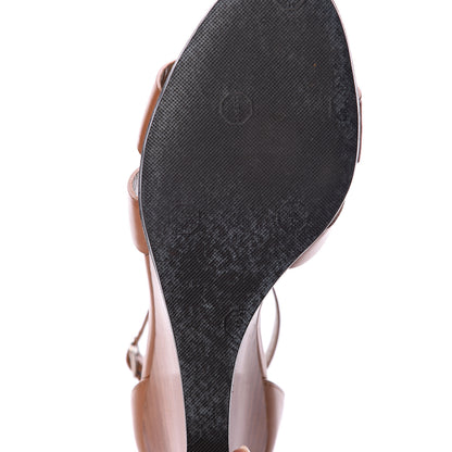 Hermes Calfskin Legend Wedge Sandals 37 Gold 8 of 10