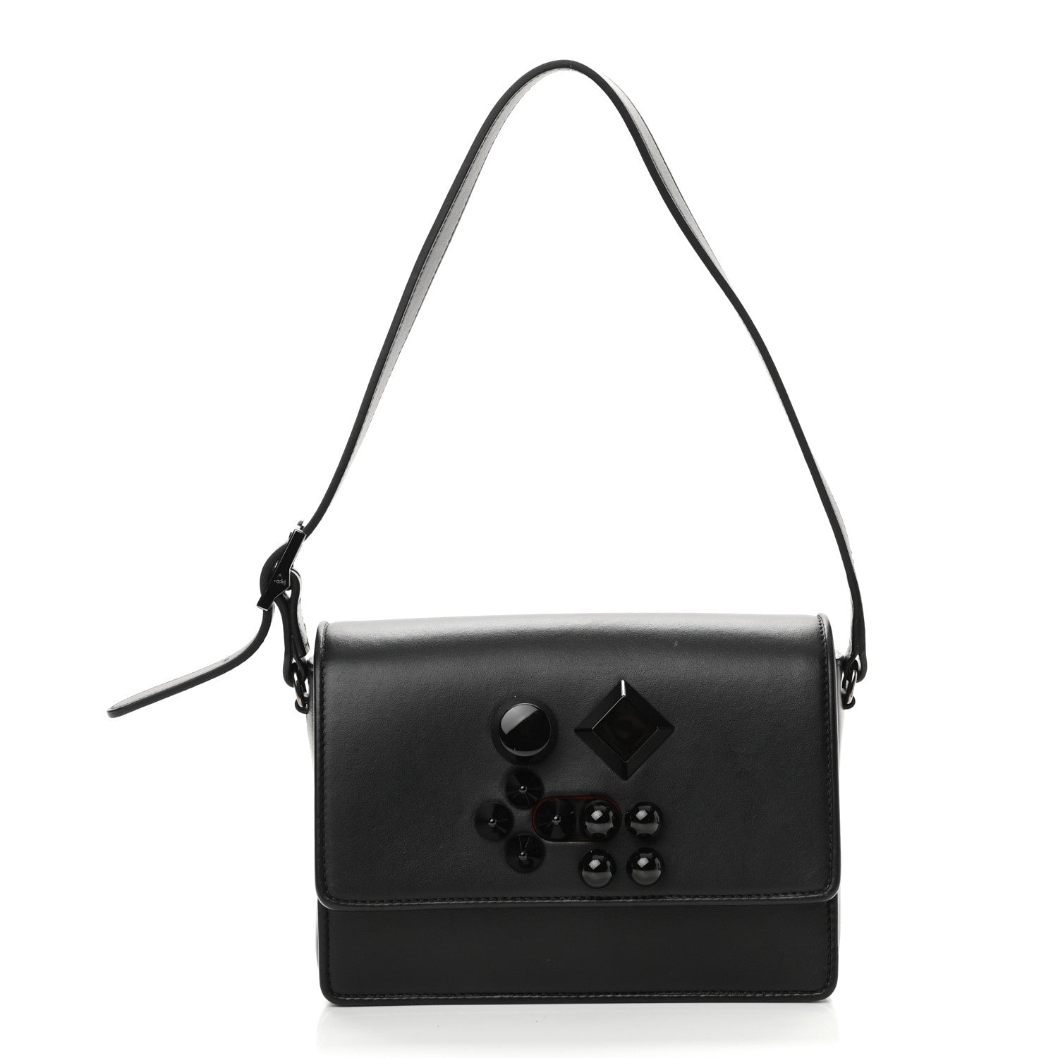 Christian Louboutin Calfskin Studded Carasky Crossbody Bag Black 1 of 7