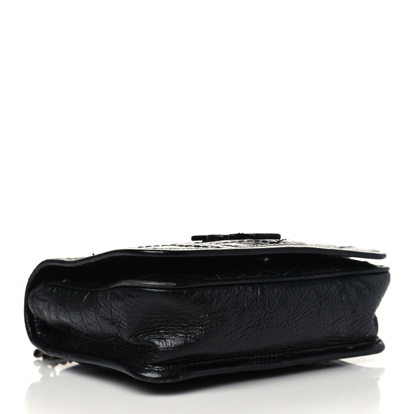 Crinkled Calfskin Matelasse Monogram Niki Chain Wallet Black