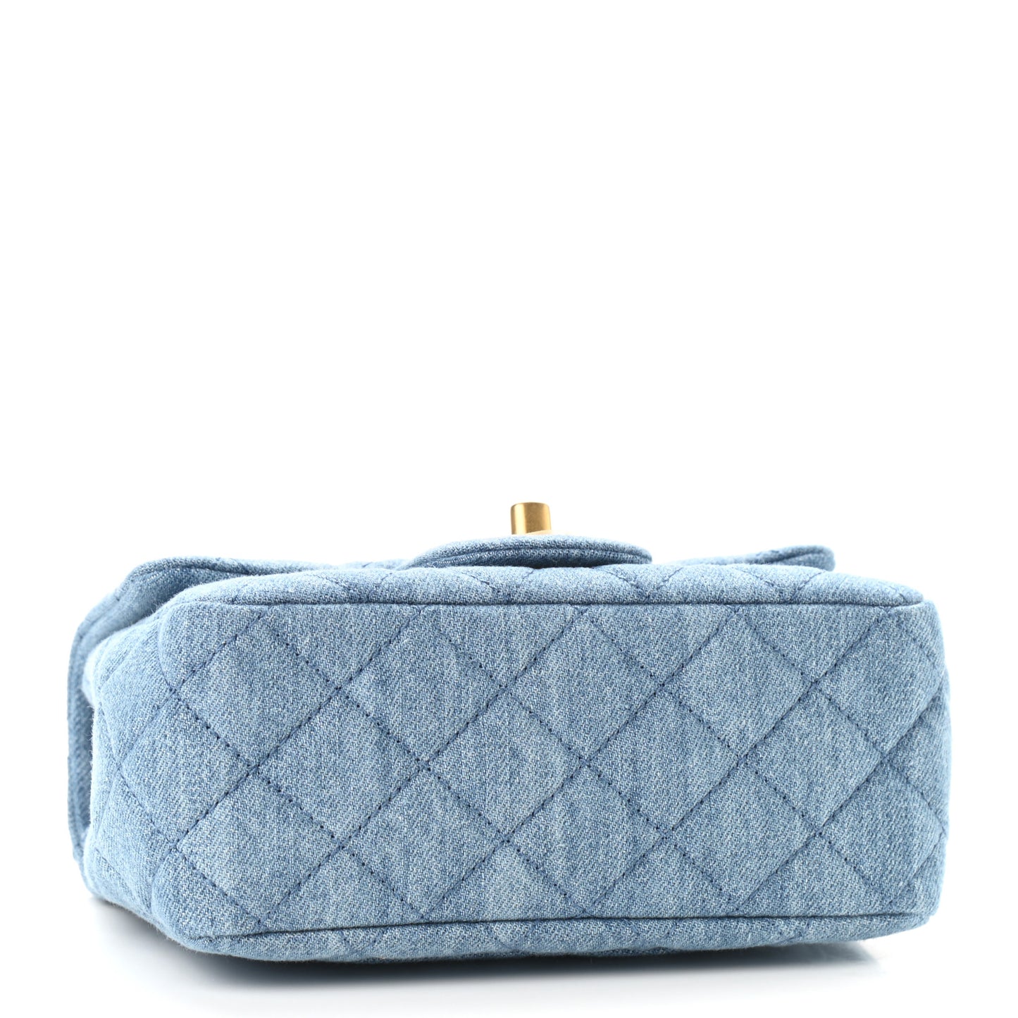 Denim Quilted Mini Pearl Crush Flap Blue