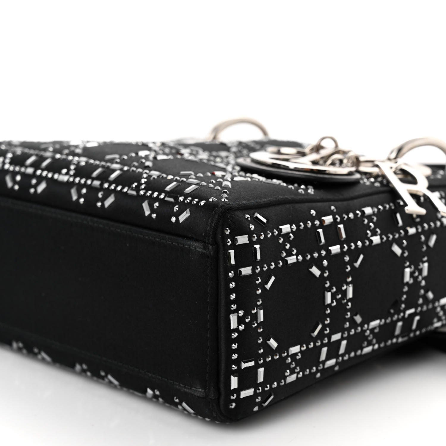 Christian Dior Satin Crystal Cannage Mini Lady Dior Black 9 of 10