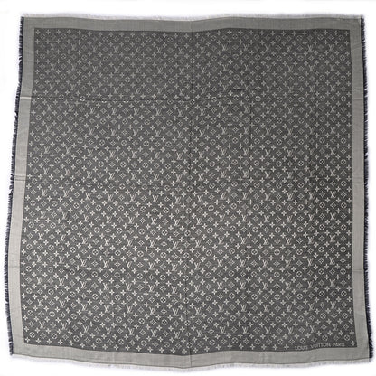 Louis Vuitton Wool Silk Monogram Denim Shawl Black 3 of 5