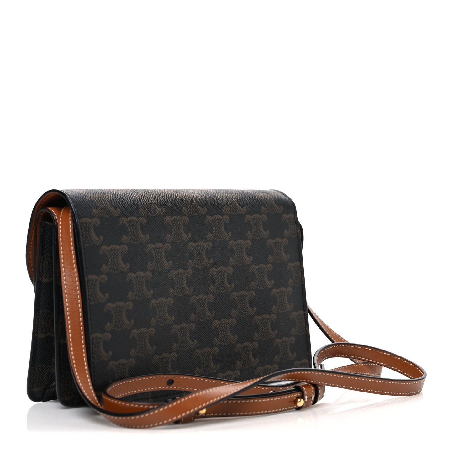 Triomphe Canvas Lambskin Wallet On Strap Tan