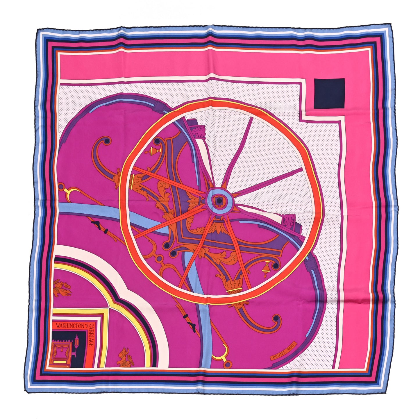Silk Washingtons Carriage Scarf 90 Fuchsia Rose Vif