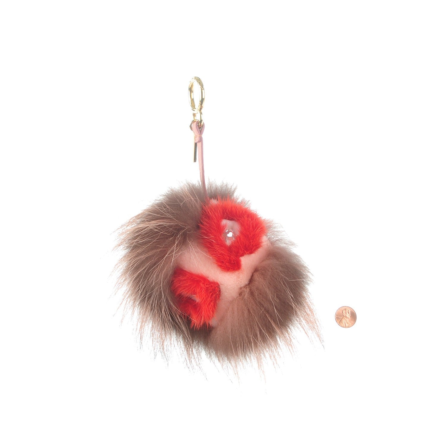 Fendi Rabbit Mink Fox Fur Furry Yang Monster Bag Bug Charm Red Pink 2 of 4