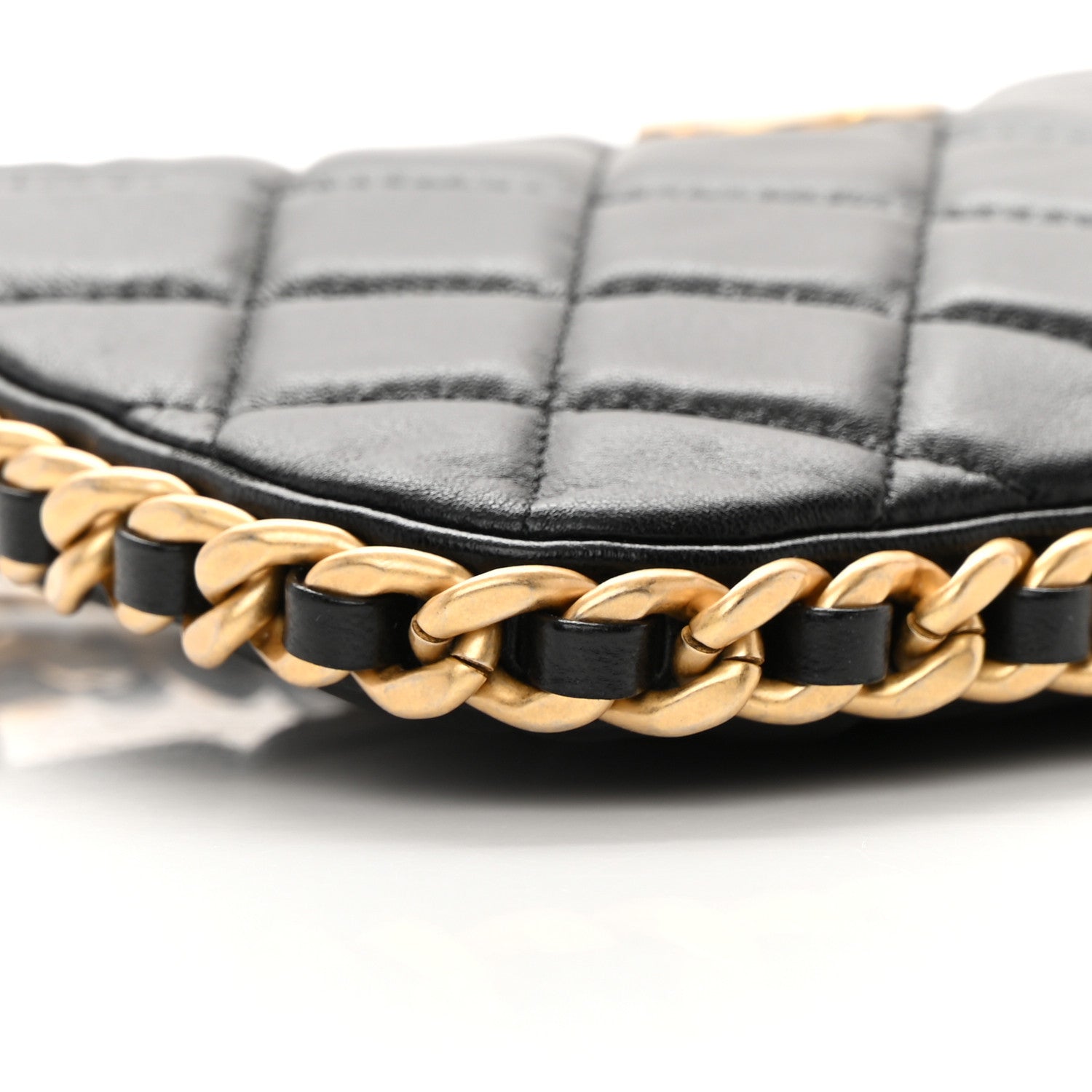 Chanel Lambskin Quilted Chain Around Top Handle Mini Bag Black 9 of 12
