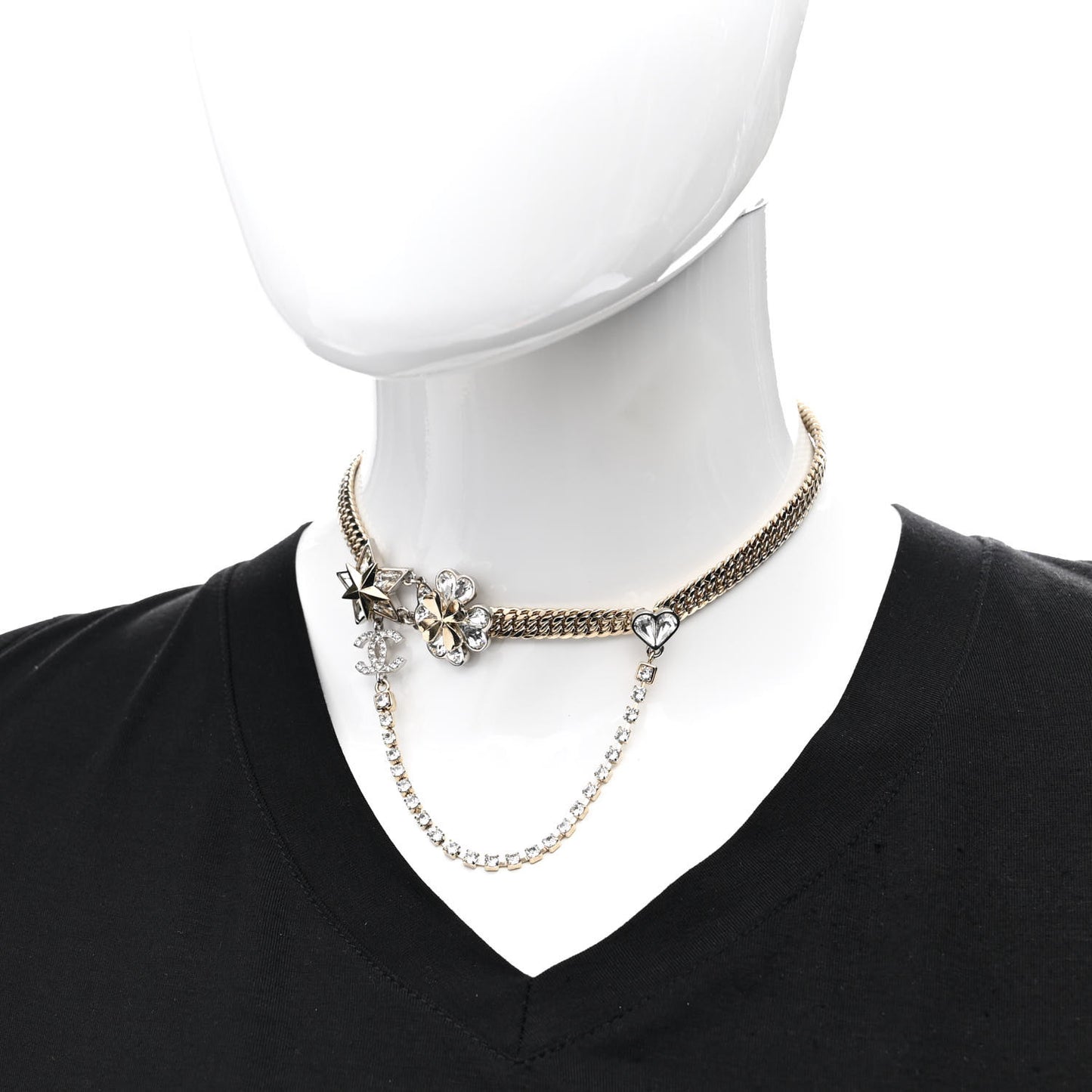 Crystal Chain CC Lucky Charms Choker Gold